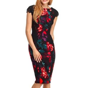 Black Floral Print Dress